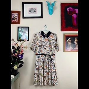 NWOT EShakti Crepe Fit and Flare Circus Dress